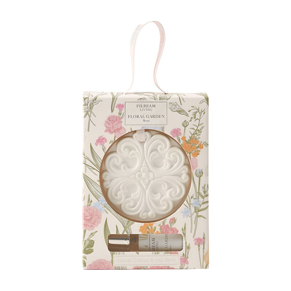 2PK Pilbeam Living Floral Garden Scented Ceramic Disc Rose Aroma Fragrance 8cm