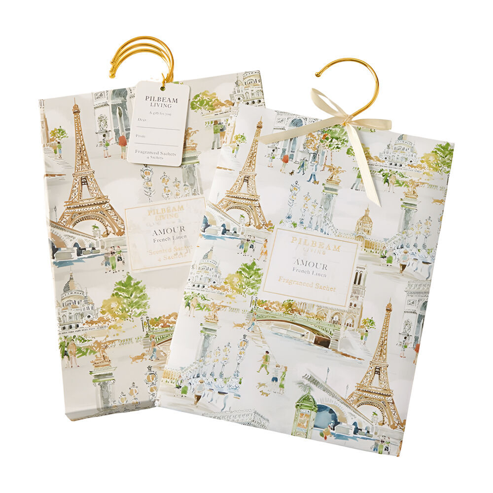 2PK Pilbeam Living Amour Scented Hanging Sachets 4x60g French Linen Fragrance