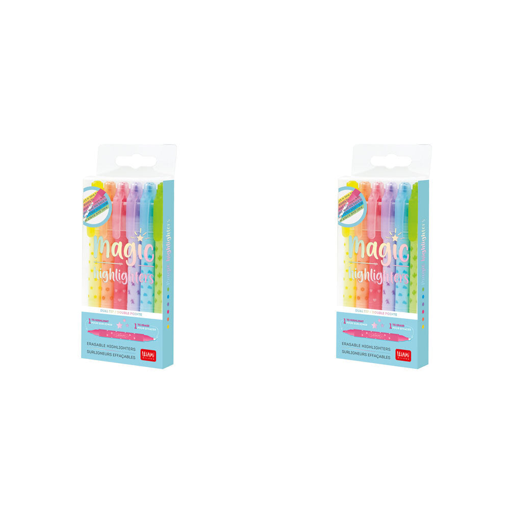 2PK 6pc Legami Erasable Highlighters Pen Set Assorted Colour