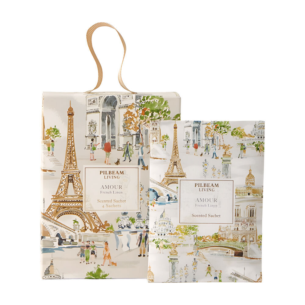 2PK Pilbeam Living Amour Scented Sachet 4x10g French Linen Scent Fragrance 11cm
