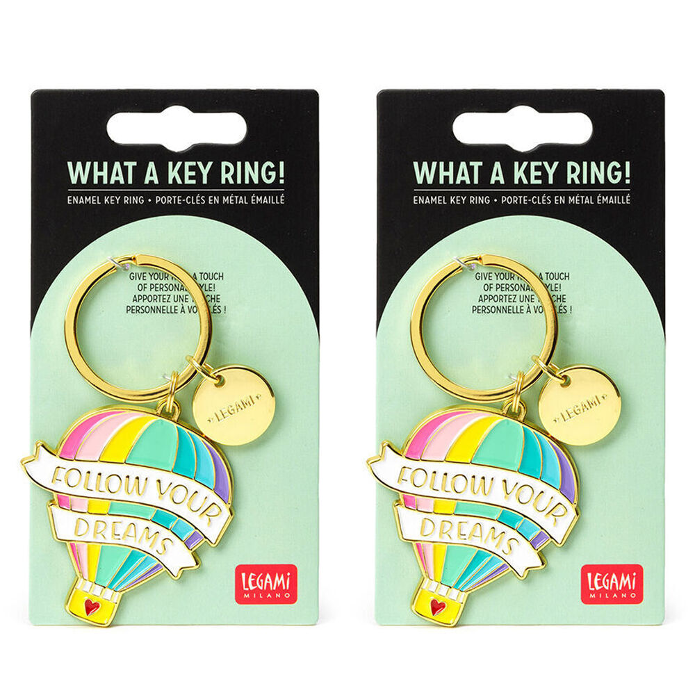 2PK Legami What A Key Ring Enamel Keyring Charm Bag Accessories Air Balloon