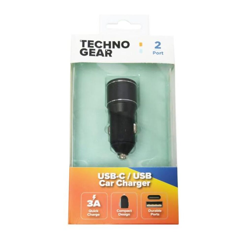 2PK TGear 2 Port Compact USB-A/USB-C Car Charger 3A Quick Charge 12V Socket
