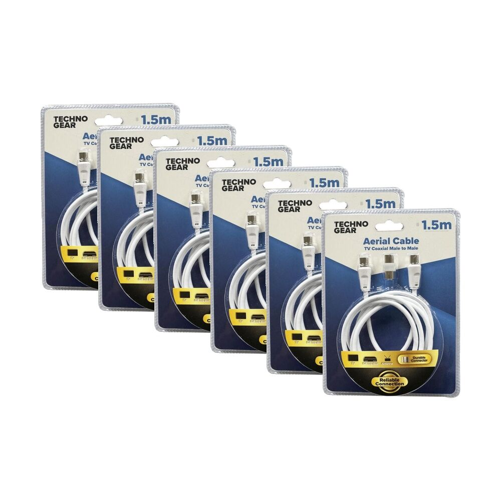 6PK TGear Aerial Cable TV Coaxial Male-to-Male Durable High Speed Data 1.5m