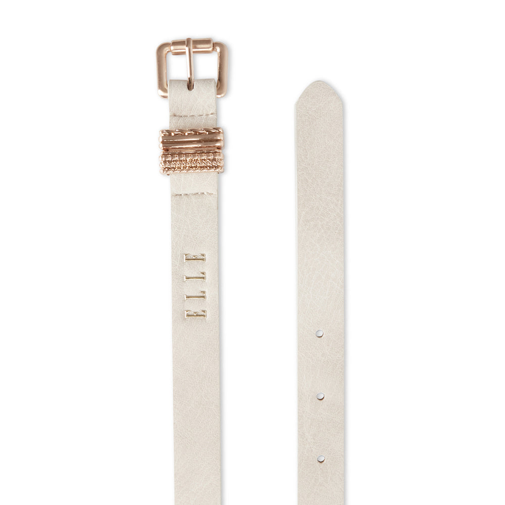 Elle Women's Valerie Slim Grunge Style Belt Cream Small