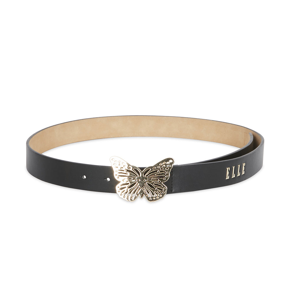 Elle Women's Fleur Butterfly Buckle Belt Black Large