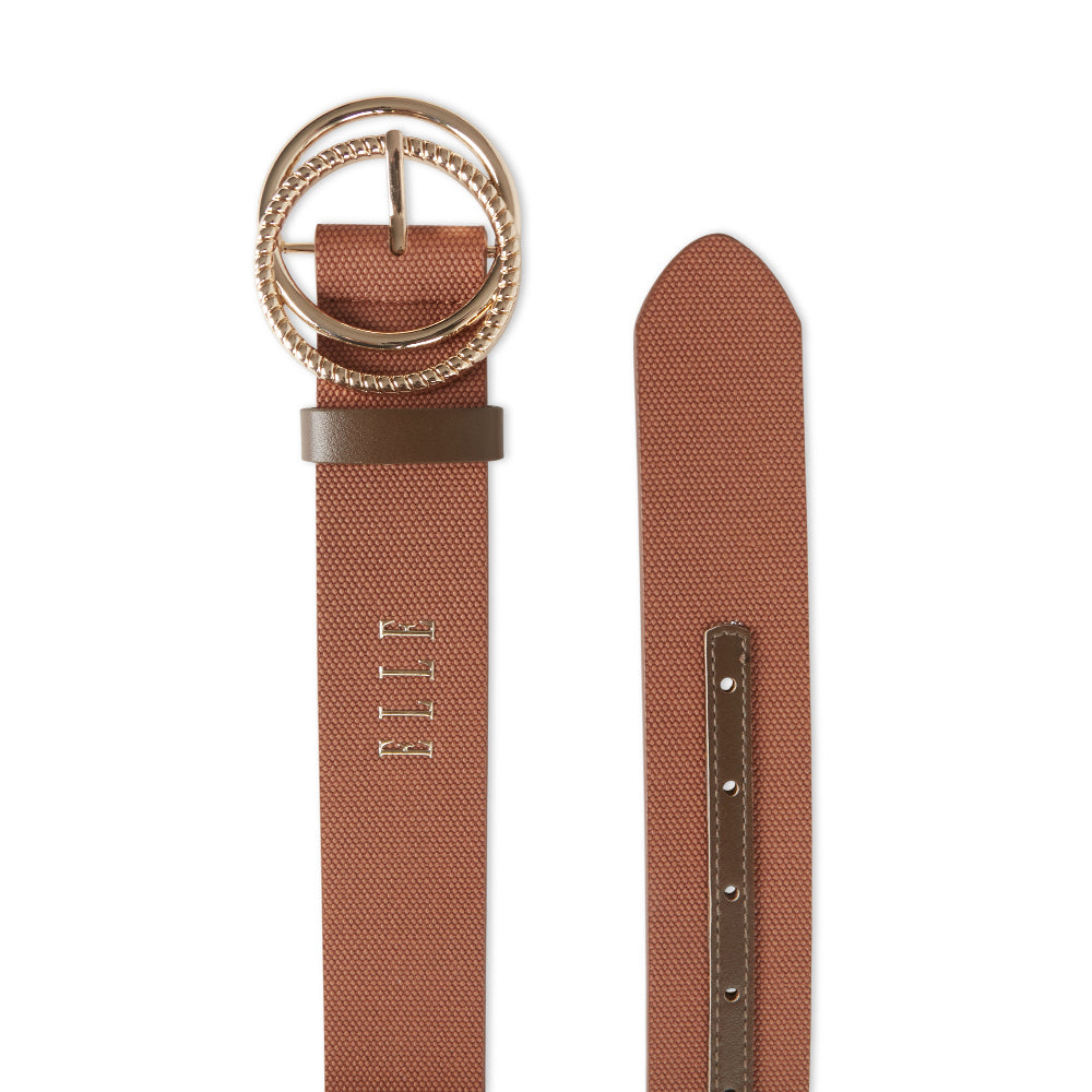 Elle Women's Gisselle Connected Ring Belt Tan Large