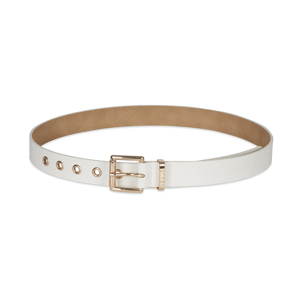 Elle Women's Lourdes Modern Jean Style Belt White Croc Large