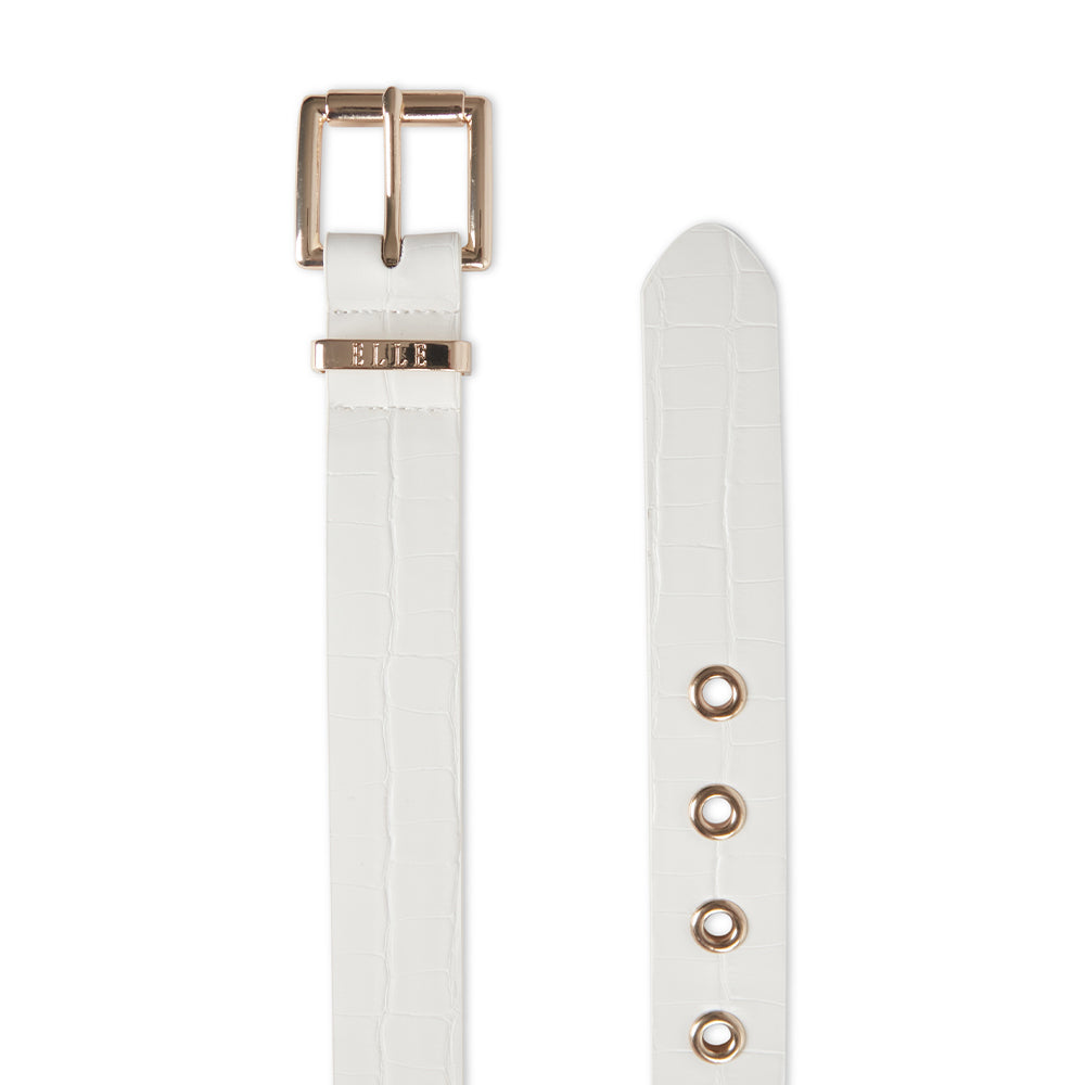 Elle Women's Lourdes Modern Jean Style Belt White Croc Large