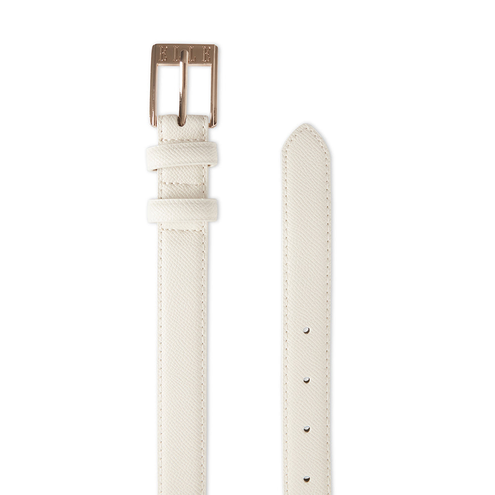 Elle Women's Chloe Branded Jean Style Belt White Texture Large