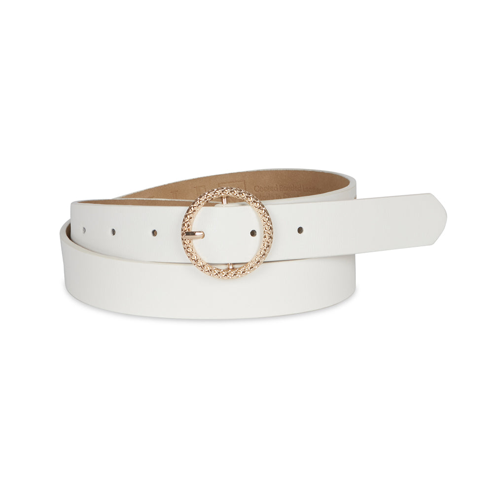 Elle Women's Simone 25mm Textured Buckle Belt Cream Small