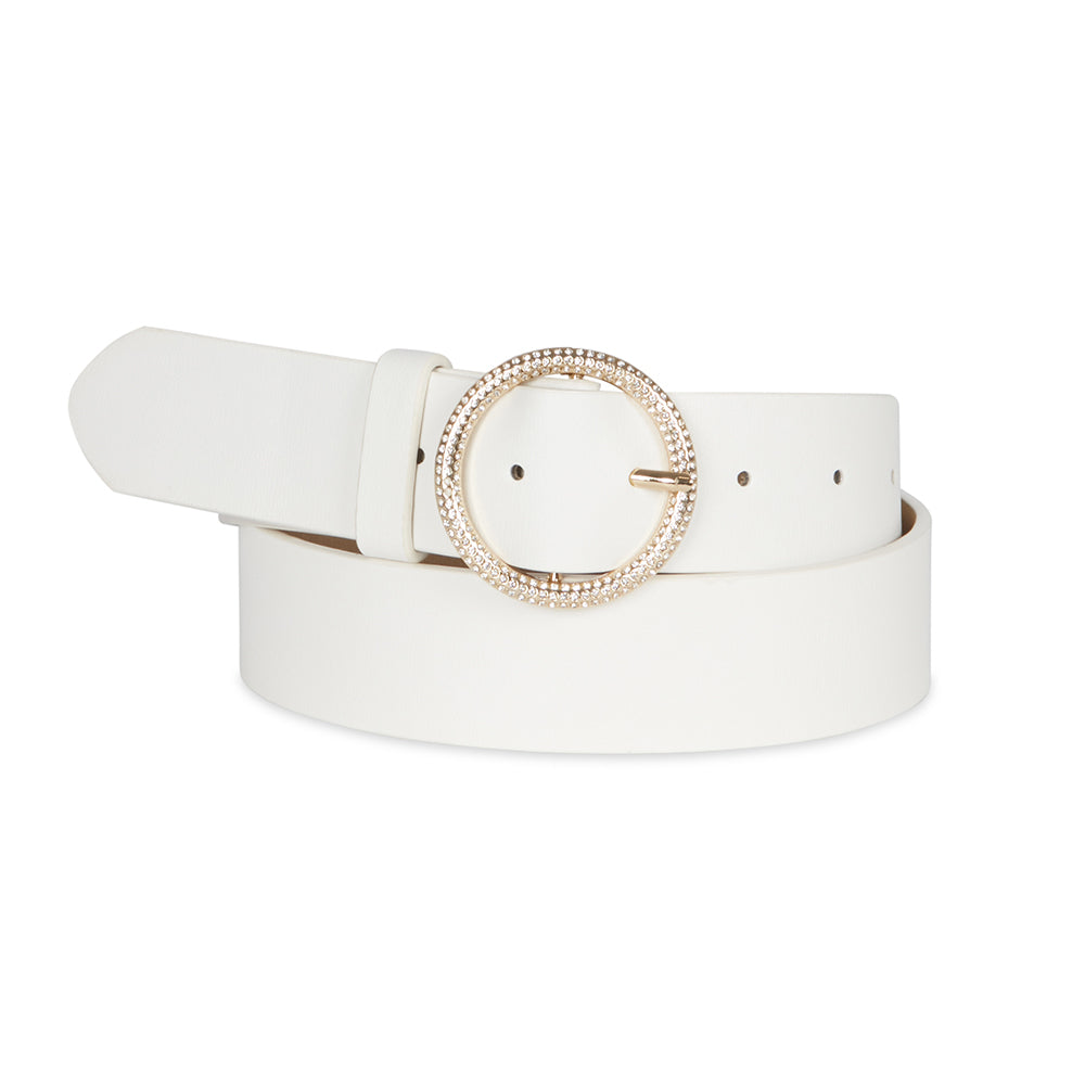 Elle Women's Jewel 35mm Gltter Stone Belt Cream Medium