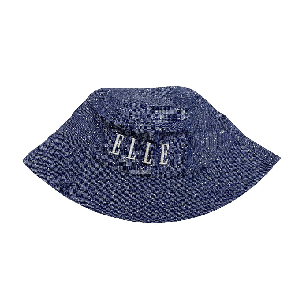 Elle Women's Denim Glitter Cotton Bucket Hat Denim