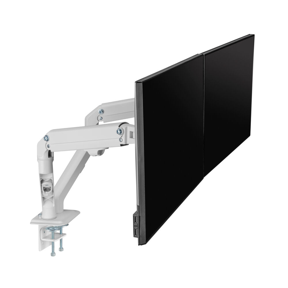 Ergovida Aluminium Slim Double Monitor Mount Stand - White