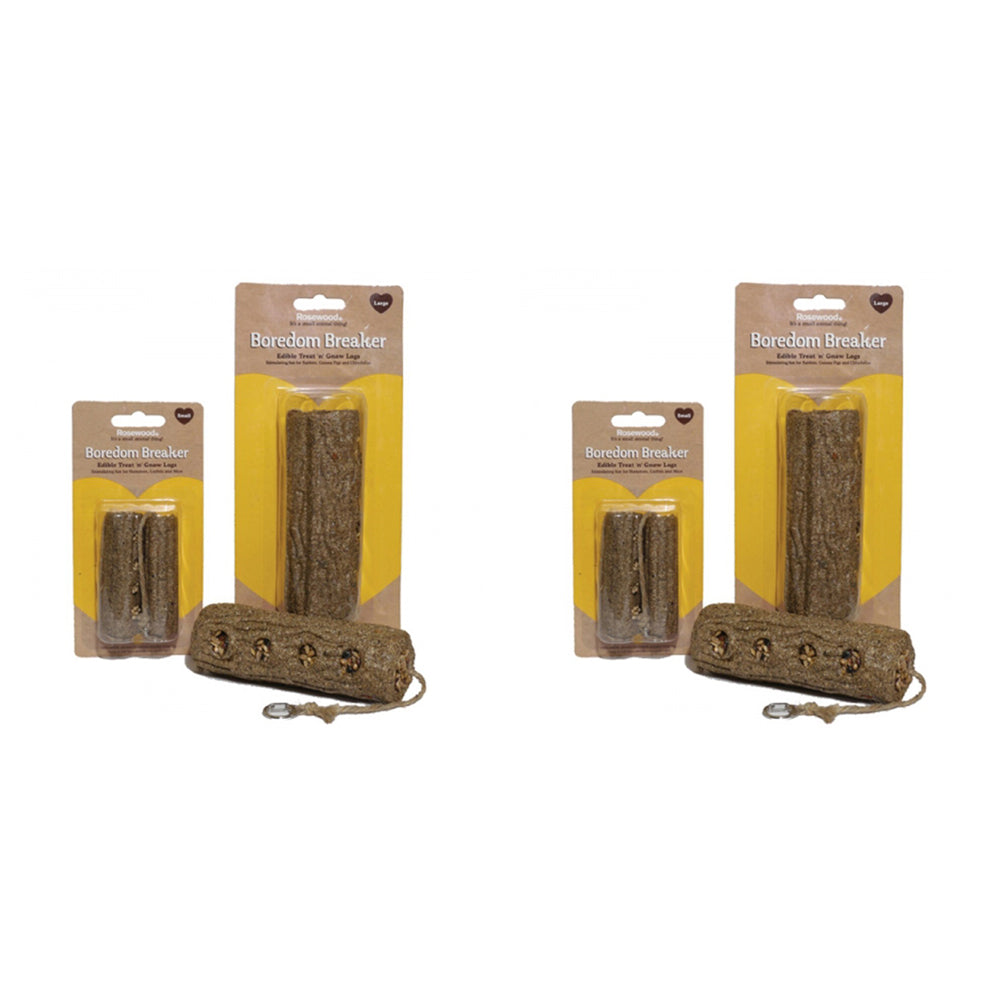 2x 2pc Rosewood Treat n Gnaw 8.5cm Log Hamster Activity Chew Toy Natural Asst