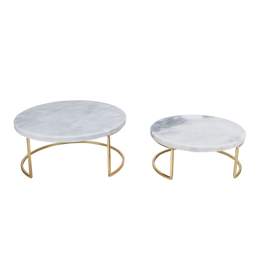 NF Living Stacked Serving Tray Small Display 17x7 Marbled Gold