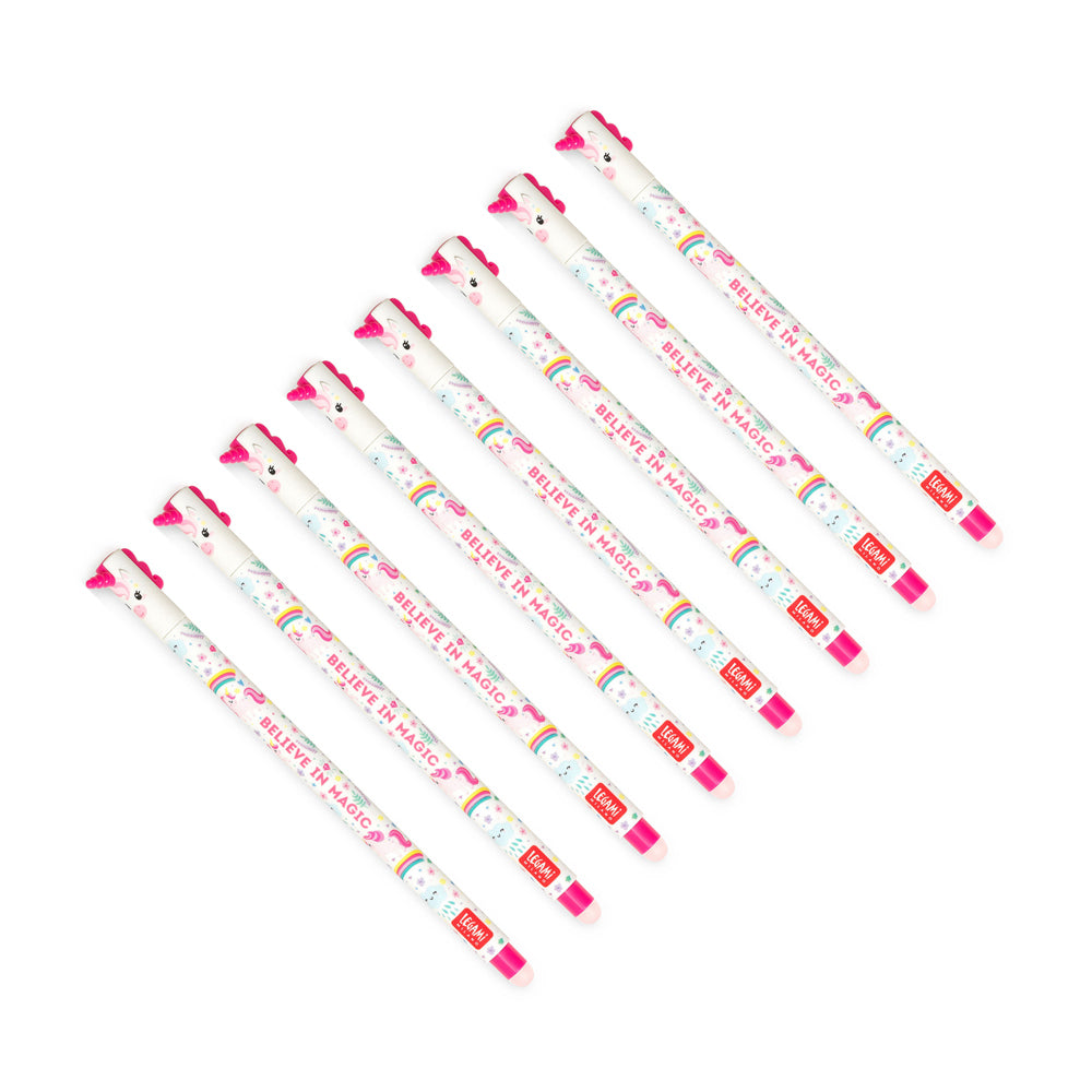 8PK Legami Erasable Gel Pen Writing Stationery Unicorn - Pink Ink