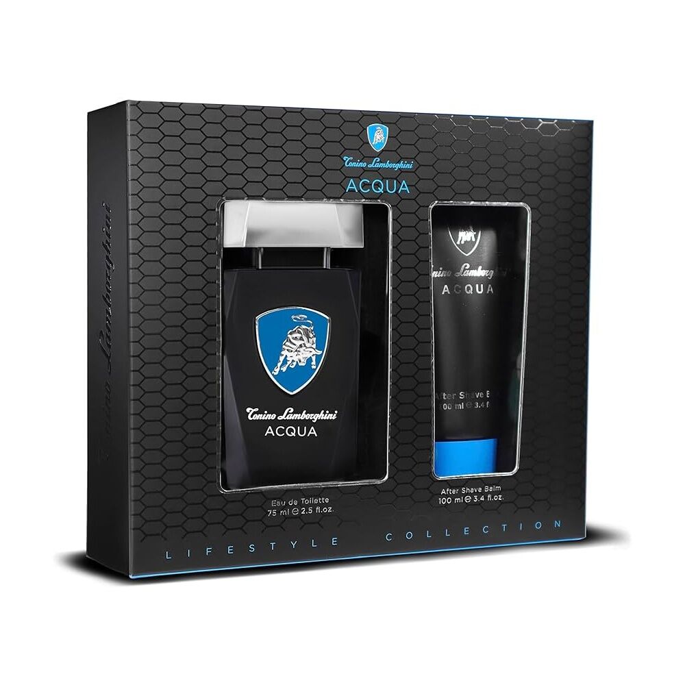 2x 2pc Lamborghini Acqua Men Fragrance 75ml EDT 100ml After Shave Balm Gift Set