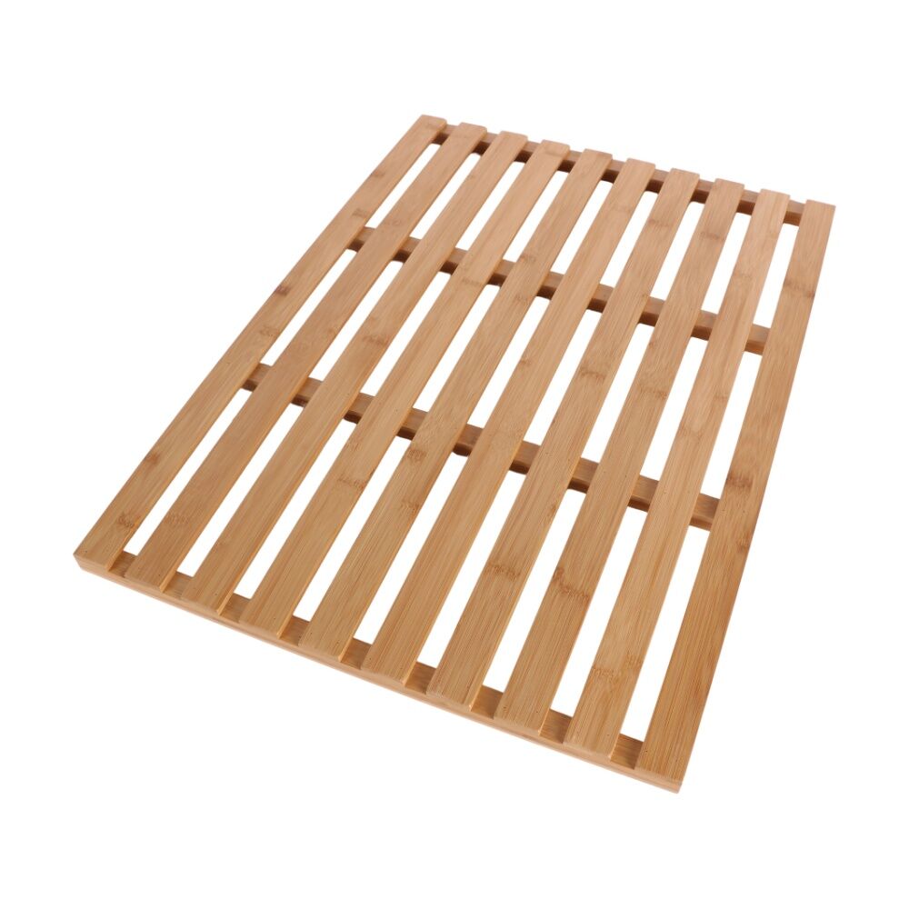2PK NF Living Square Bath Mat 62x45x2cm Bamboo Rectangle For Bathrooms - Natural