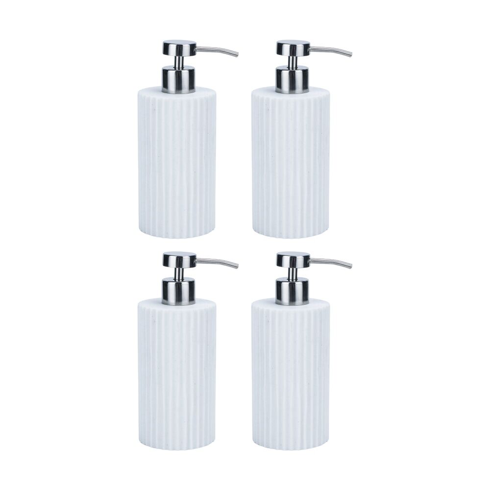 4PK NF Living Round Dispenser 7x18cm Polyresin Sandstone For Bathrooms - White