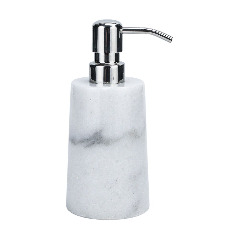 2PK NF Living Round Dispenser 7x17cm Marble & Metal For Bathrooms - White