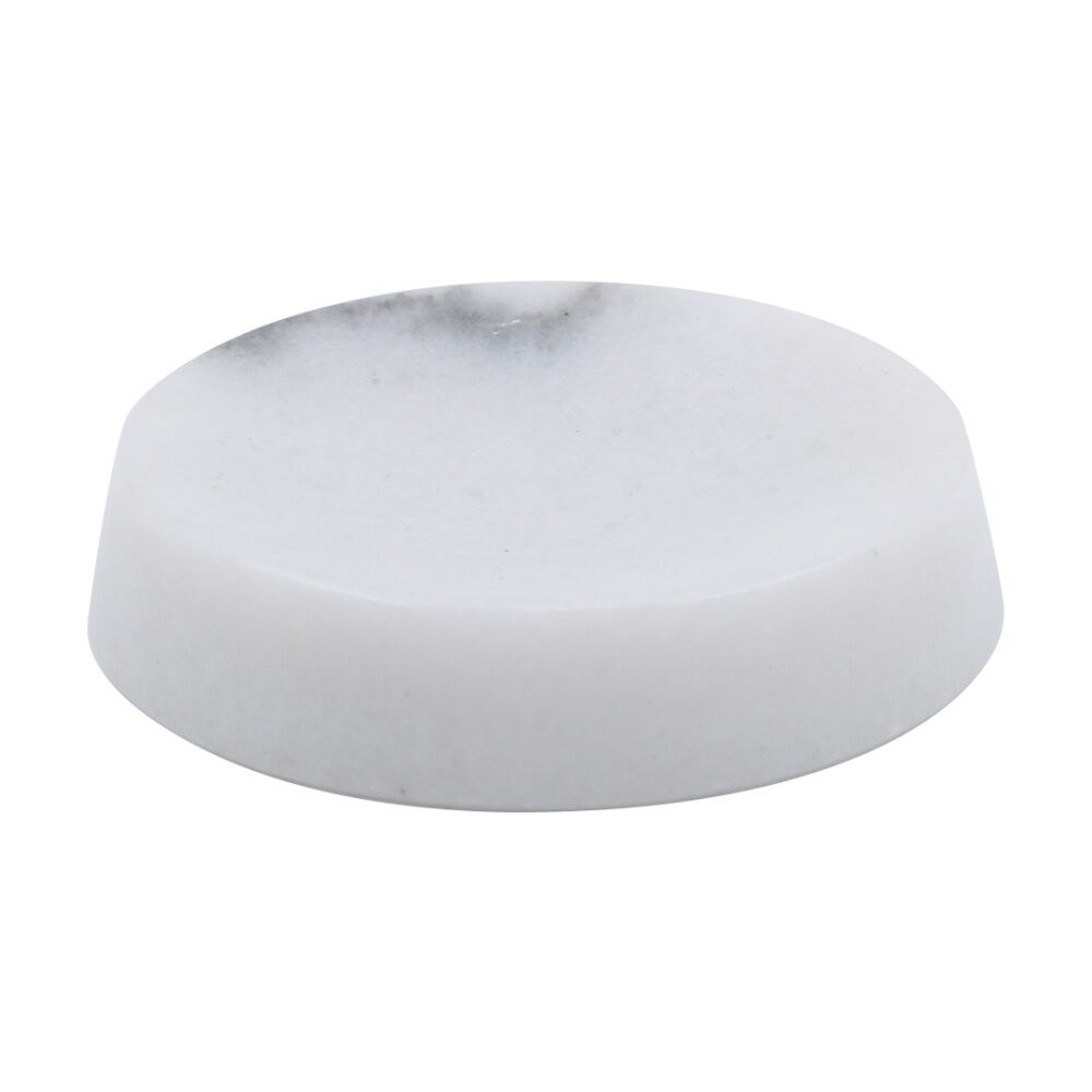 2PK NF Living Round Soap Dish 12x3cm Marble For Bathrooms - White