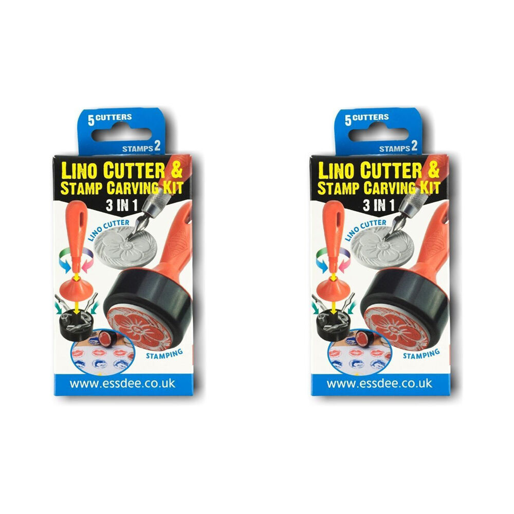 2PK Essdee 3-In-1 Lino Versatile Cutter/Stamp Carving Creative Art Kit 4 x 45mm