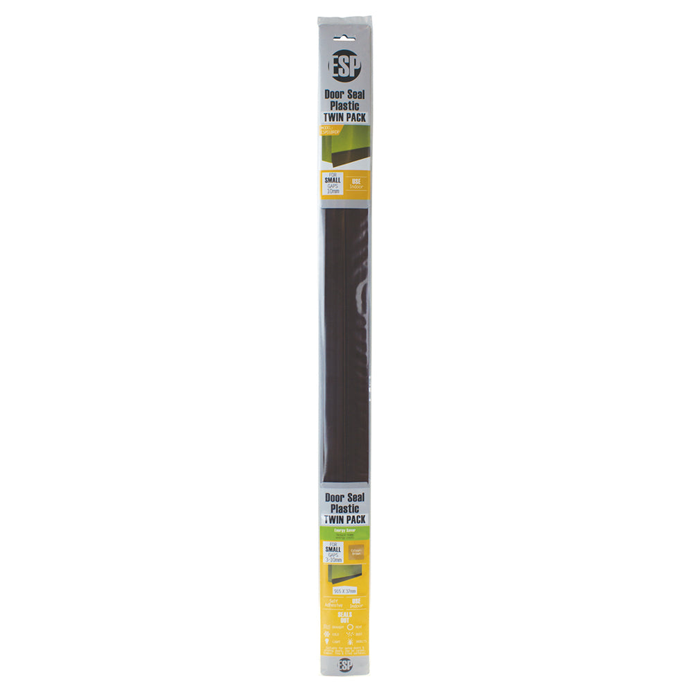 10pc ESP Plastic Door Seal Self Adhesive Brown 915x37mm