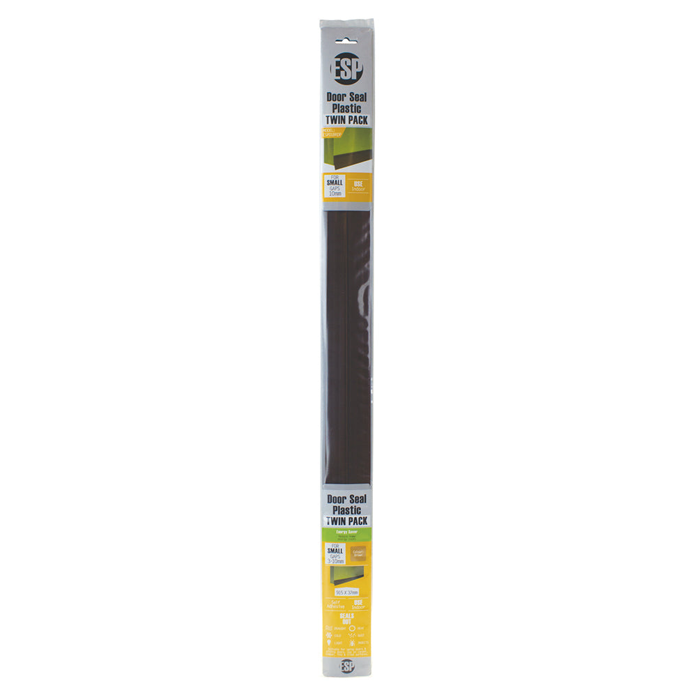 5PK ESP PVC Plastic Door Seal Self Adhesive 915x37mm Brown