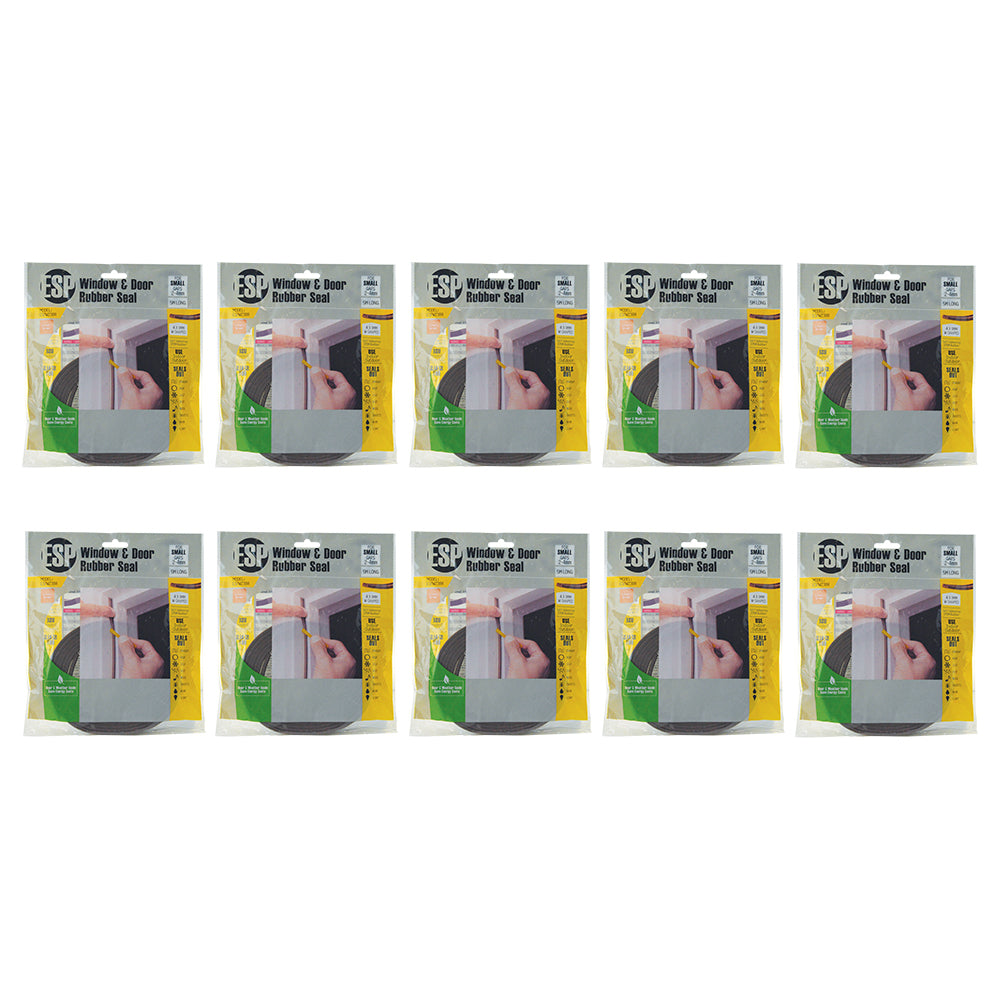 10PK ESP Window & Door Rubber W-Shaped Weather Seal 4x9mm Brown DIY