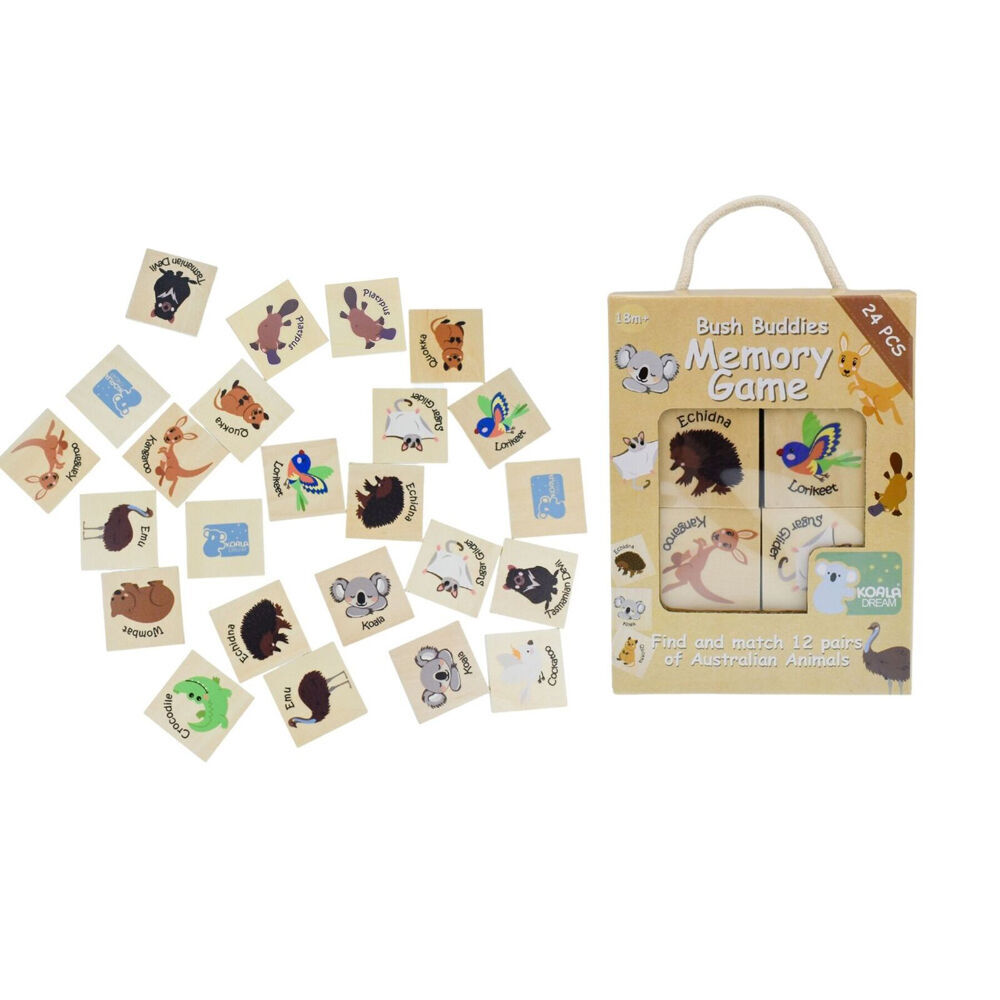Koala Dream Bush Buddies 24pc Memory & 28pc Dominoes Game Set – Aussie Animals