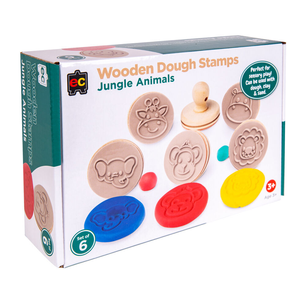 2pc Educational Colours Wooden Dough Stamps Set Jungle/Dinosaurs