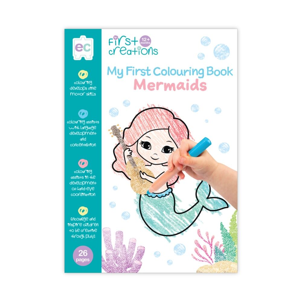 3PK First Creations My Colouring Book Mermaids Theme Kids Activity 26 Pages 12m+