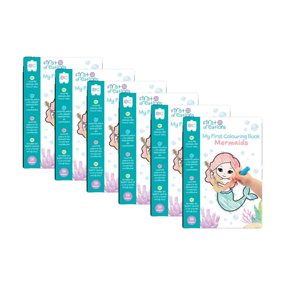 6PK First Creations My Colouring Book Mermaids Theme Kids Activity 26 Pages 12m+