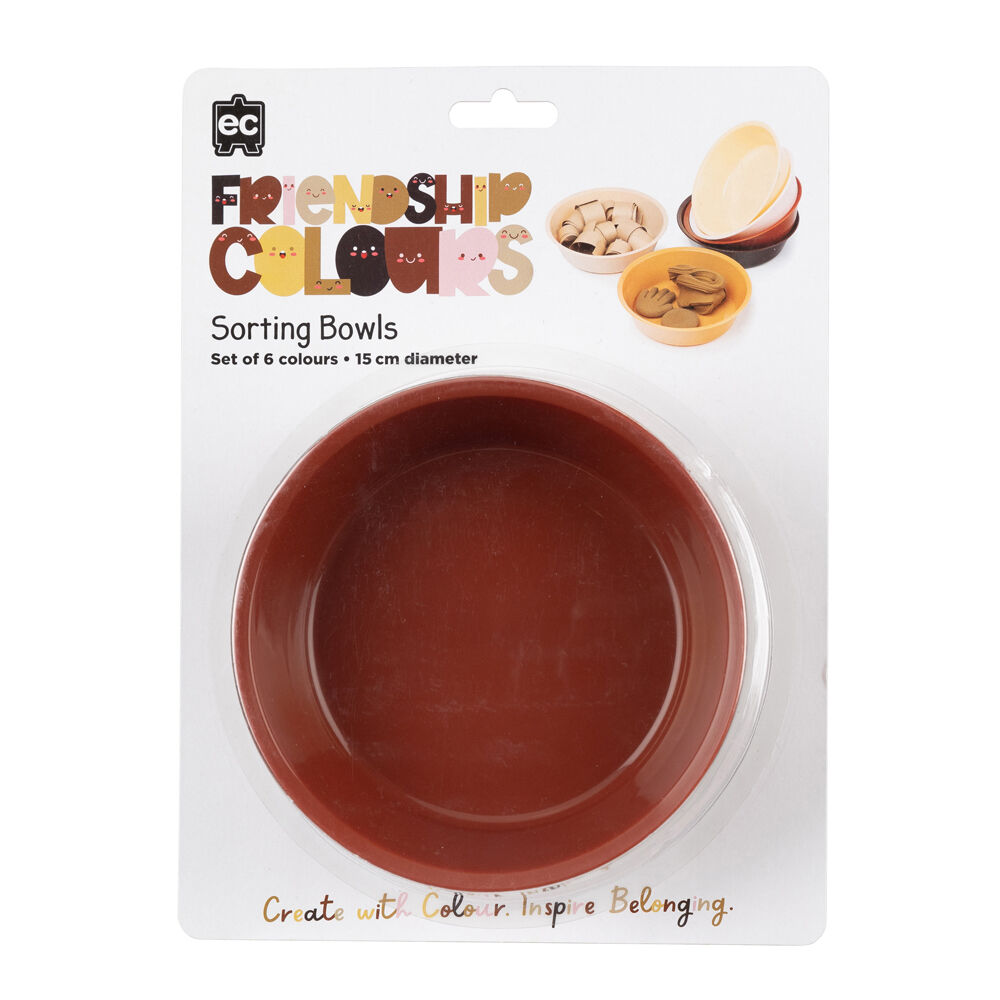 6pc Educational Colours Friendship Colour Sorting Bowls 16cm Skin Tones