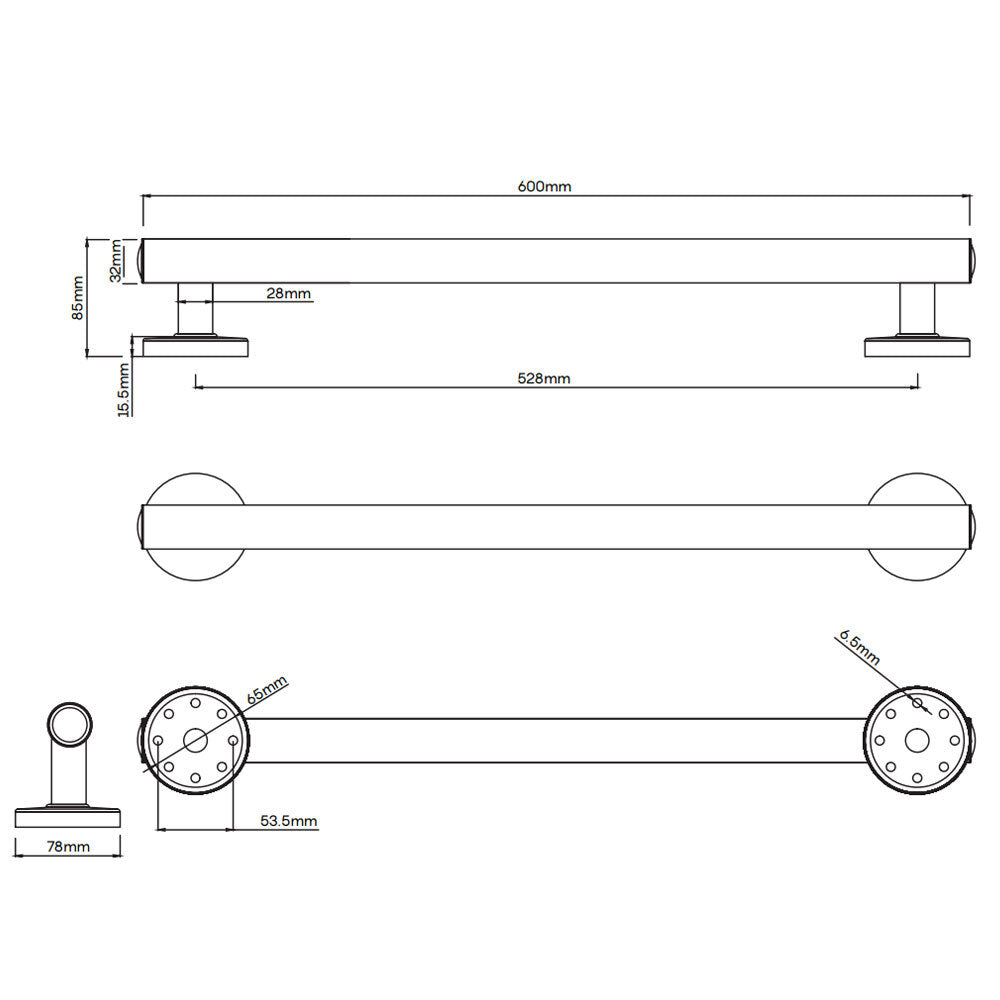 Evekare Night-Glow Grab Rail 600mm