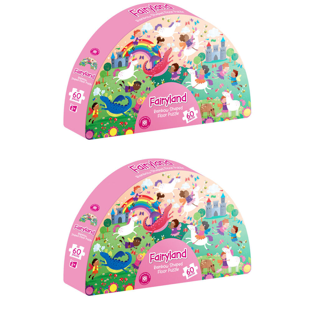 2x 60pc Learning Can Be Fun Kids Floor Puzzle Set Fairyland: Rainbow