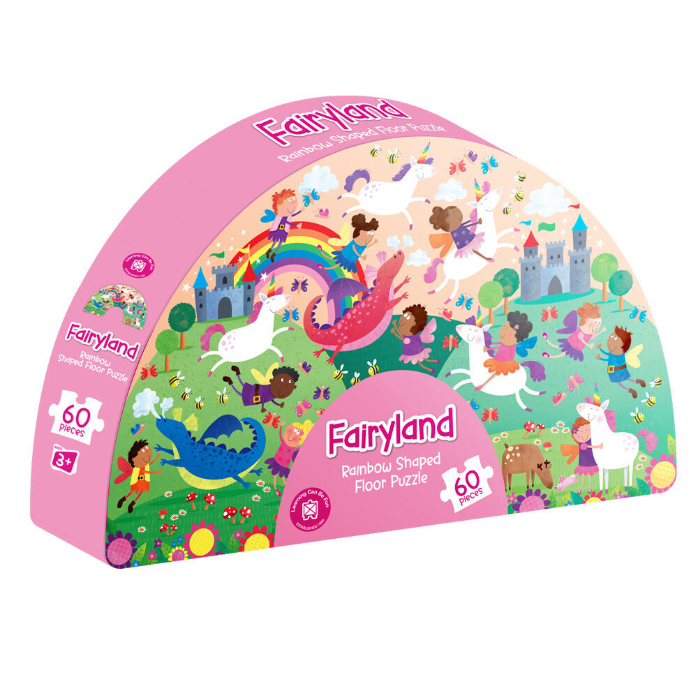 3x 60pc Learning Can Be Fun Kids Floor Puzzle Set Rainbow/Whale/Dinosaur