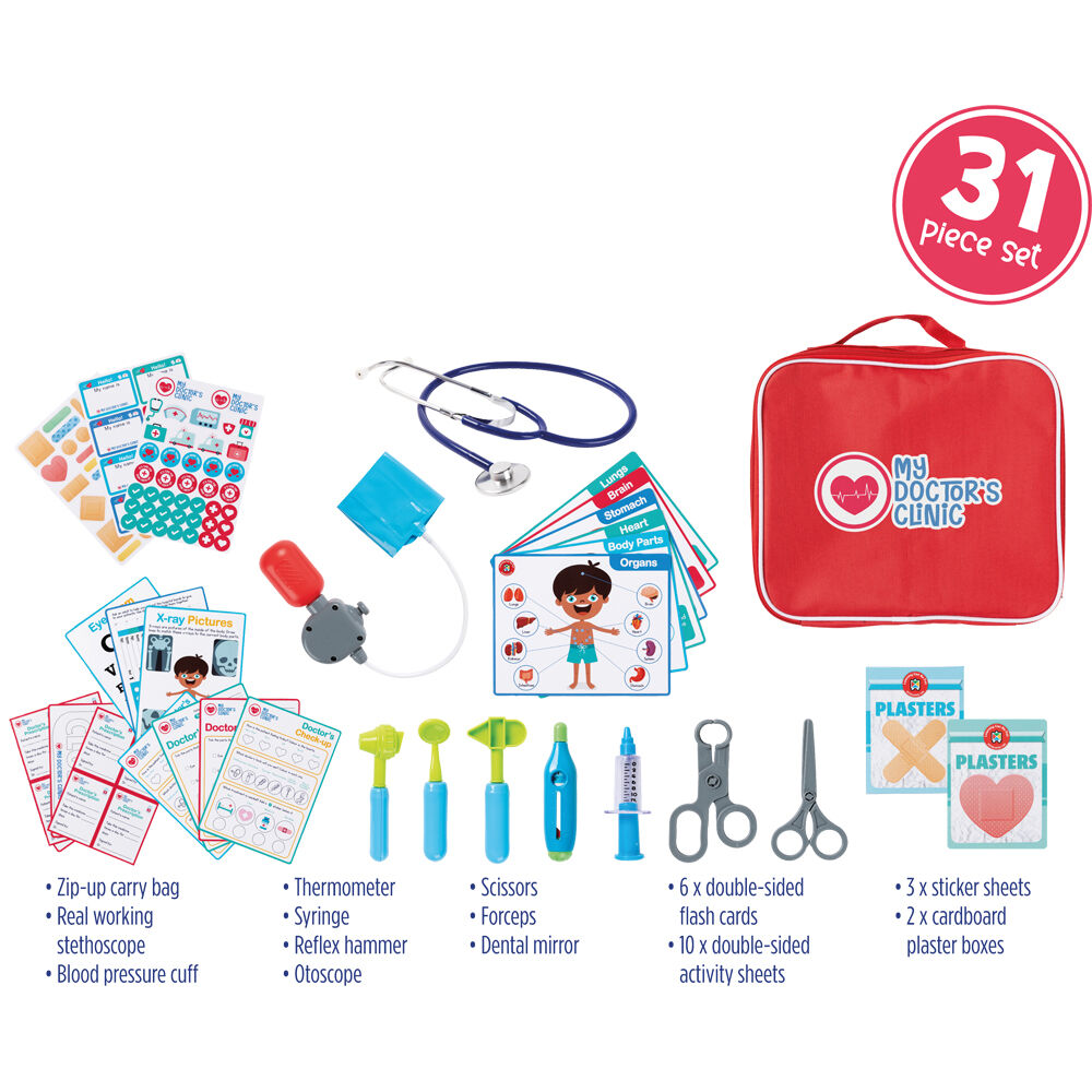Learning Can Be Fun My First Medical Set Kids Pretend Play Toy Red