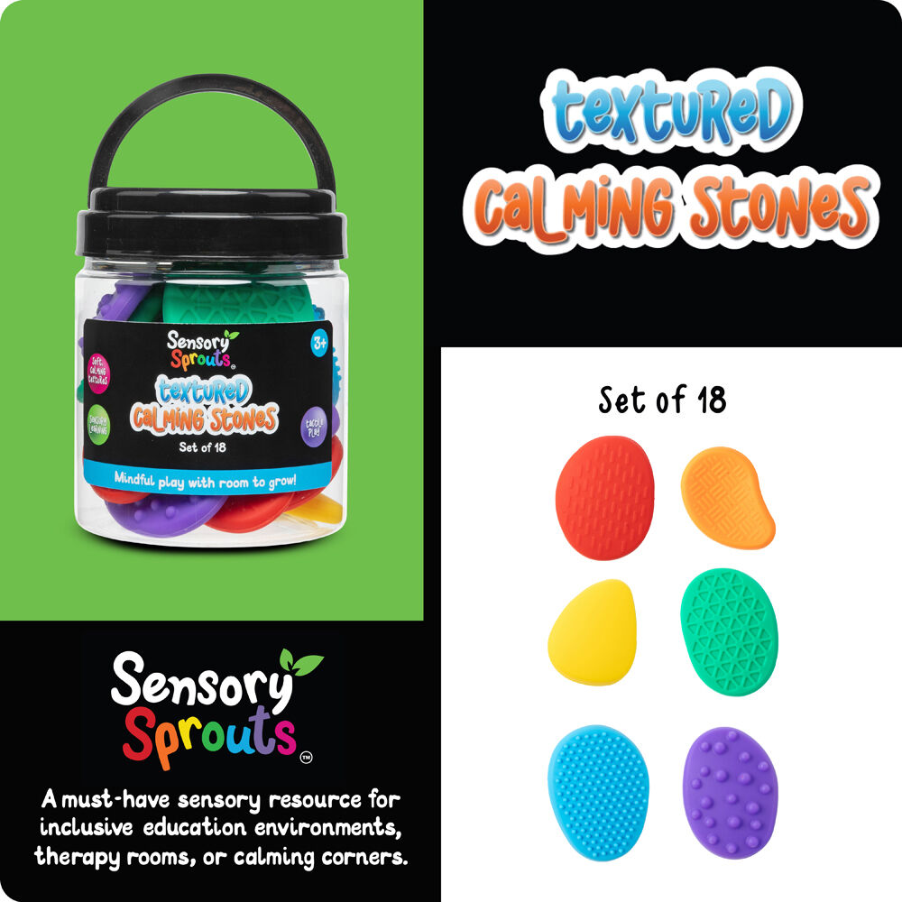 18pc Sensory Sprouts Textured Calming Stones Set Kids Toy Multicoloured