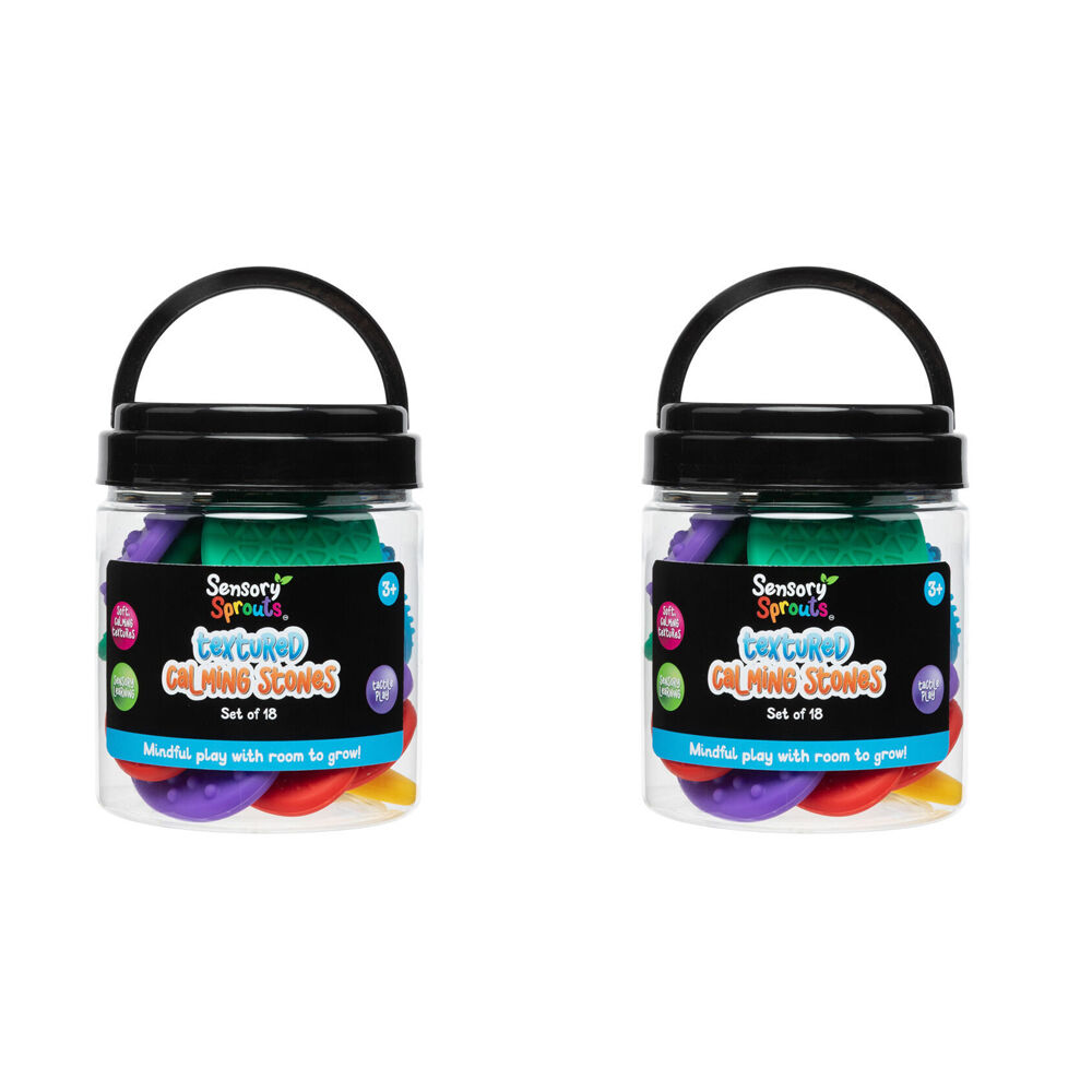 2x 18pc Sensory Sprouts Textured Calming Stones Set Kids Toy Multicoloured