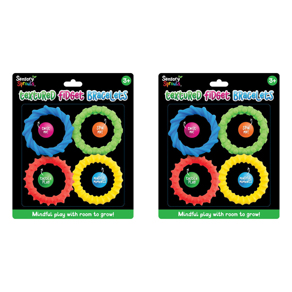 2PK Sensory Sprouts Textured Fidget Bracelets Set Kids Toy Multicoloured