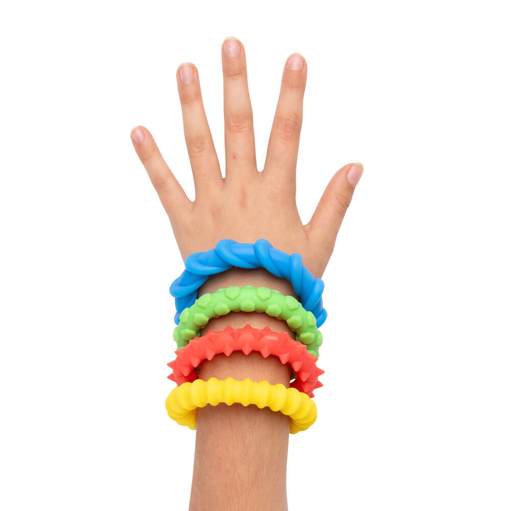 4PK Sensory Sprouts Textured Fidget Bracelets Set Kids Toy Multicoloured