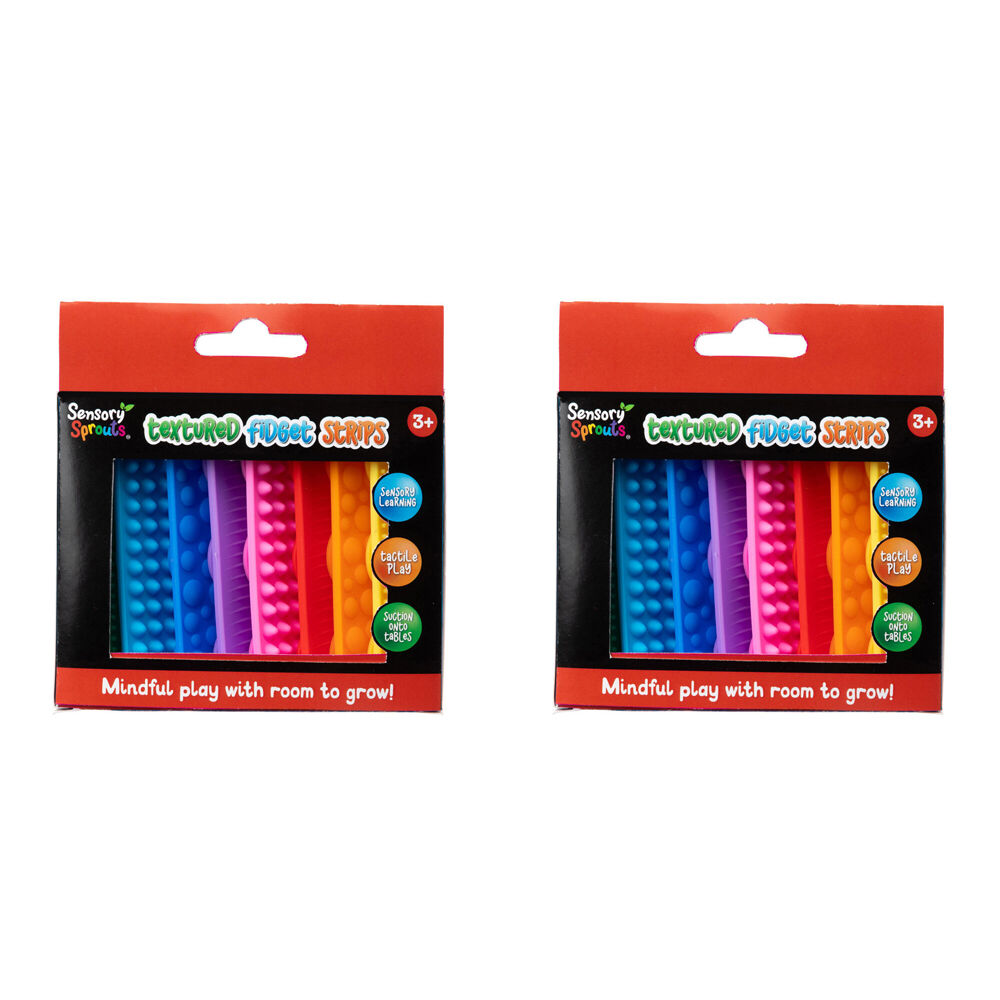 2x 8pc Sensory Sprouts Textured Fidget Strips Set Kids Toy Multicoloured