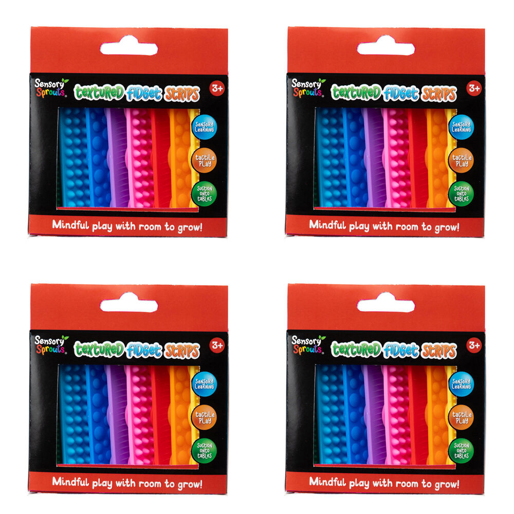4x 8pc Sensory Sprouts Textured Fidget Strips Set Kids Toy Multicoloured