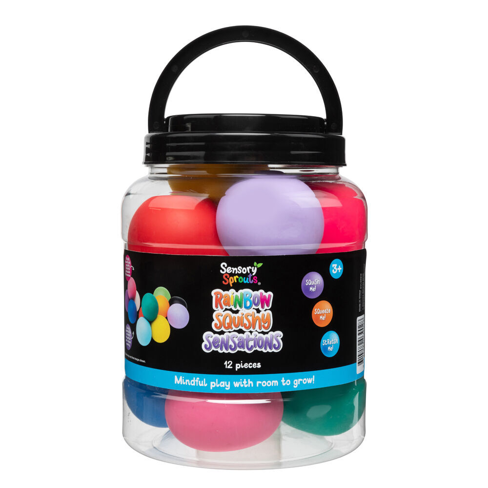 12pc Sensory Sprouts Rainbow Squishy Sensations Jar Kids Toy Multicoloured