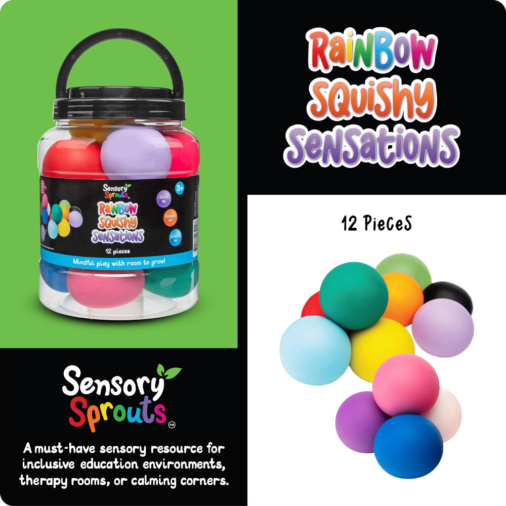 12pc Sensory Sprouts Rainbow Squishy Sensations Jar Kids Toy Multicoloured