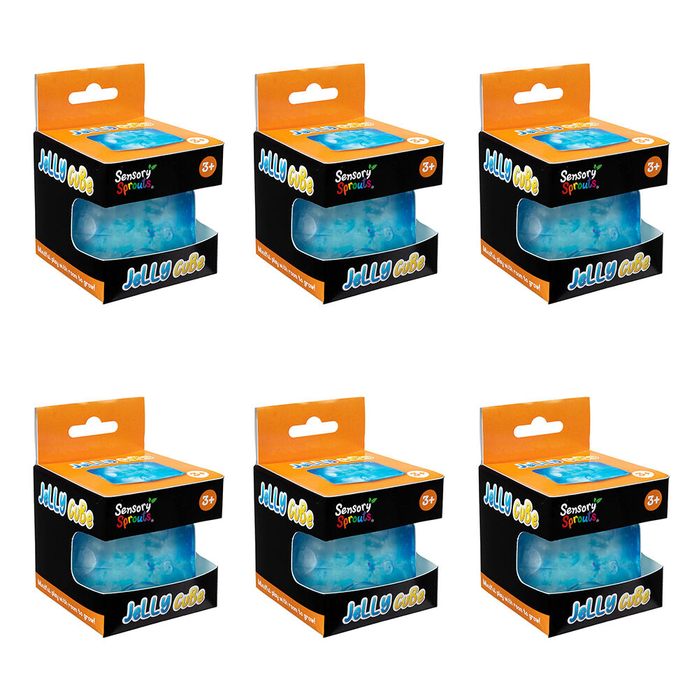 6PK Sensory Sprouts Snowflake Filled Jelly Fidget Cube Kids Toy Blue
