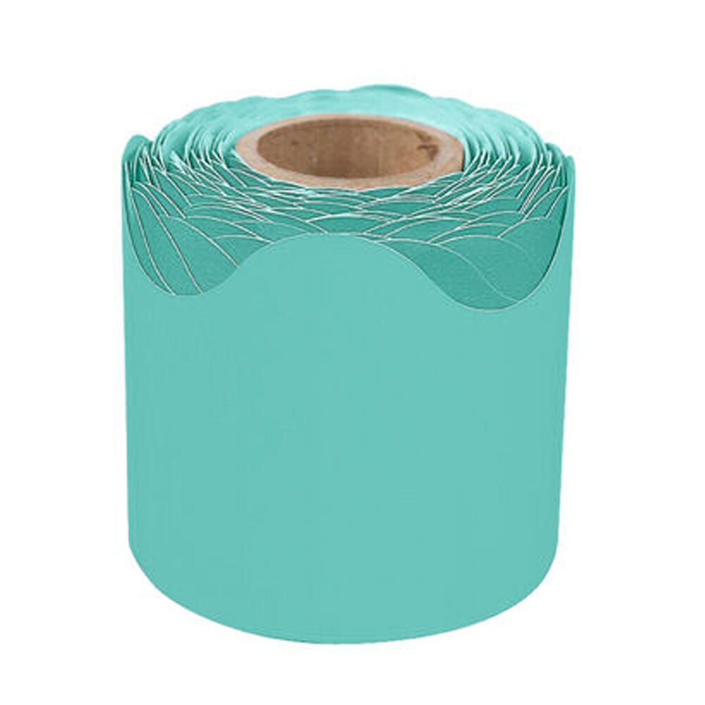 6PK Learning Can Be Fun Growing Minds Teal Rolled Scalloped Border 6.5 x 15.2cm
