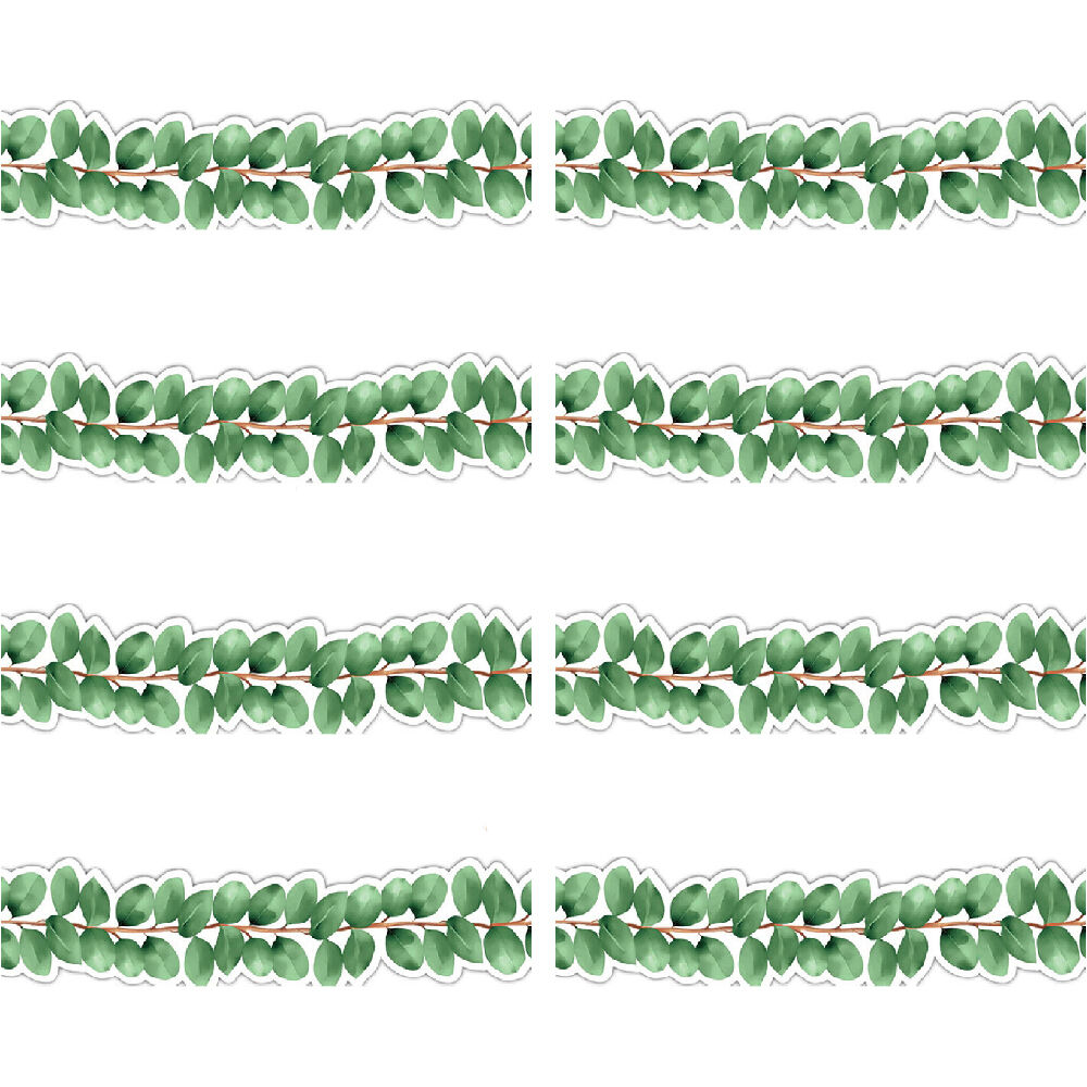 8x 12pc Learning Can Be Fun Eucalyptus Essentials Die-Cut Border Pack 90x 7.7cm