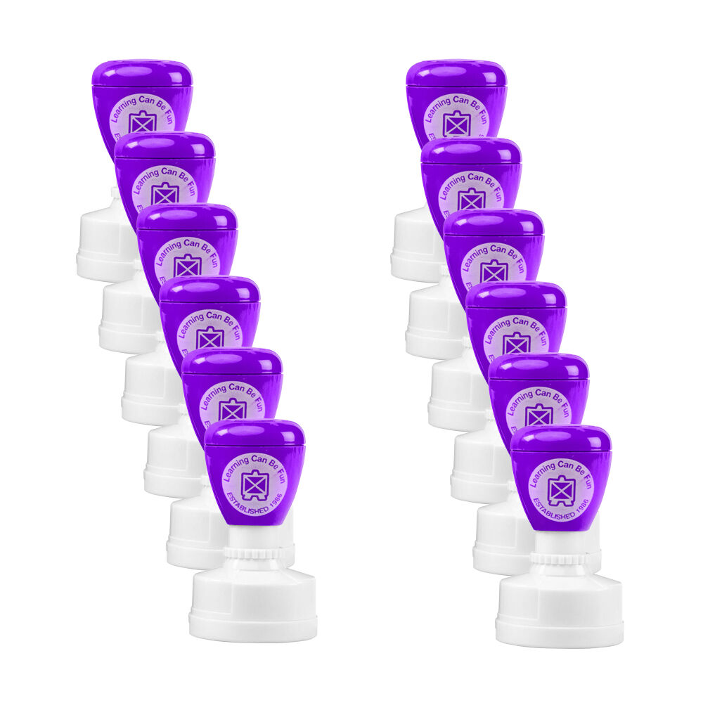 12PK Learning Can Be Fun Purr-fect Work Self-Inking Merit Stamp Purple